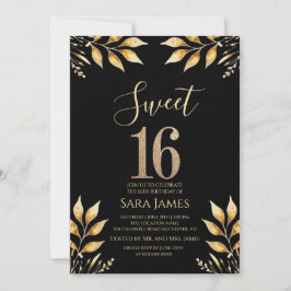 Convites Gilded Glitz Sweet 16 Invitation