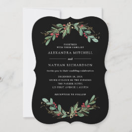 Convites Gilded Greenery Black | Casamento de Natal