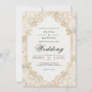 Convites Gilded Lace Romance Flourish Wedes