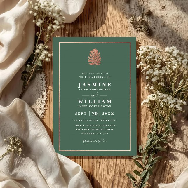 Convites Gilded Tropics Elegant Modern QR Code Wedding (Criador carregado)