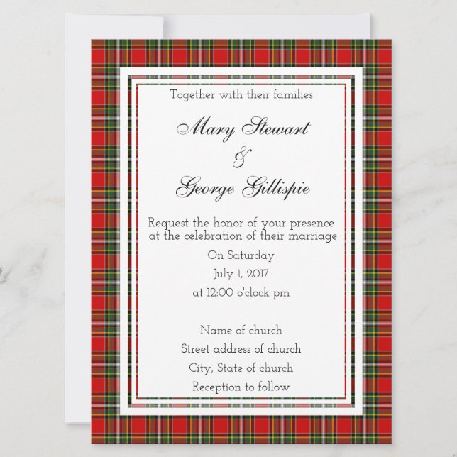 Convites Gillispie Scottish Wedding Invitation (Frente)