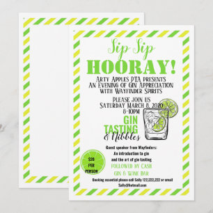 Convites Gin e tônico para arrecadação de fundos de even