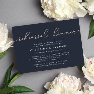 Convites Gin Lane   Janto de ensaio Dourado moderno Faux