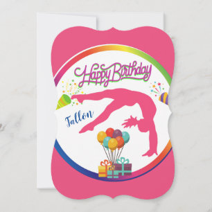 Convites Ginástica Arco-íris Feliz Aniversário Verso em Bra