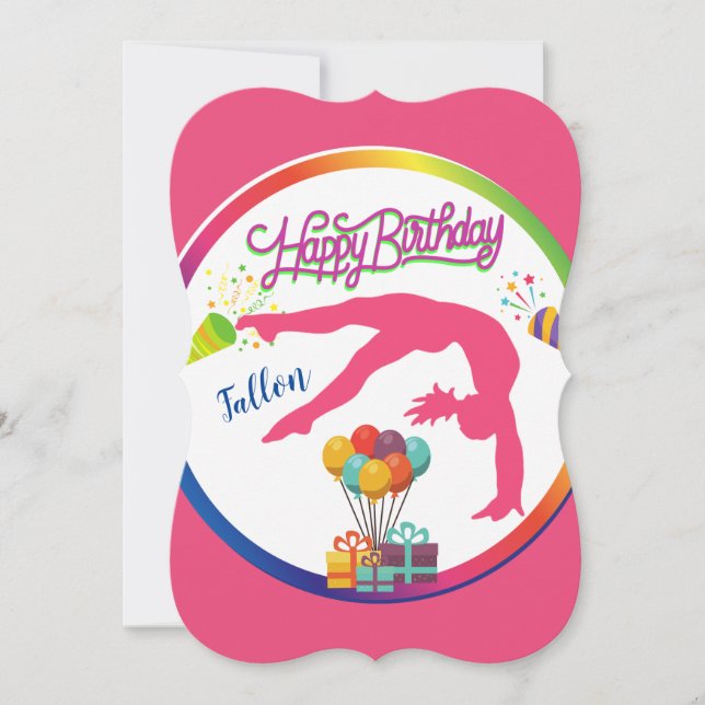 Convites Ginástica Arco-íris Feliz Aniversário Verso em Bra (Frente)