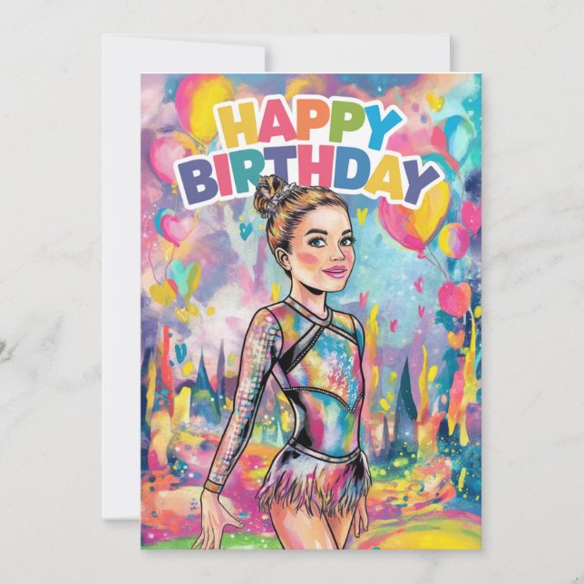 Convites Ginástica colorida pintada aniversário personaliza (Frente)