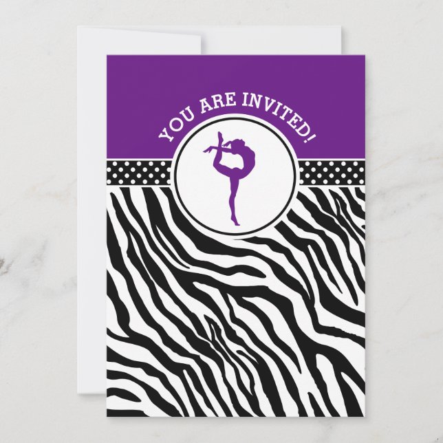 Convites Ginástica de Impressão Zebra Personalizada em Púrp (Frente)