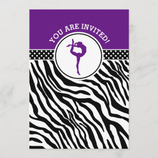 Convites Ginástica de Impressão Zebra Personalizada em Púrp