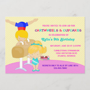 Convites Ginástica de Roda e Cupcakes Festa de Aniversário