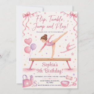 Convites Ginástica Digital Personalizada de Aniversário