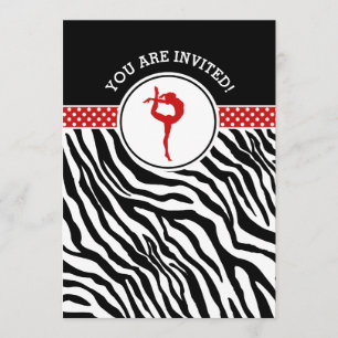 Convites Ginástica personalizada do impressão da zebra no