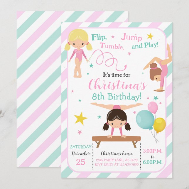 Convites Ginástica Rapariga (Frente/Verso)