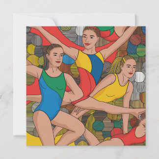 Convites Ginástica Raparigas Acro Dançarinas Padrão colorid