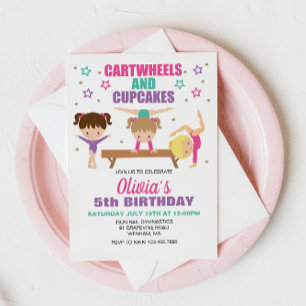 Convites Ginástica Voltas Laterais e Cupcakes Aniversário