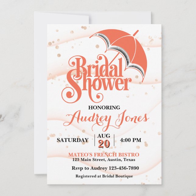 Convites Ginger Umbrella Bridal Shower Invitation (Frente)