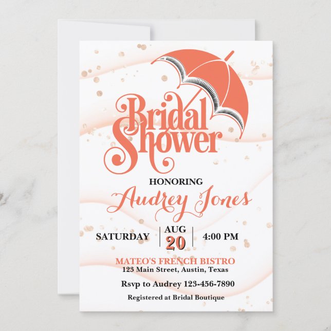 Convites Ginger Umbrella Bridal Shower Invitation (Frente)