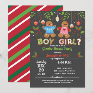 Convites Gingerbird Sexo de Natal revela chá de fraldas