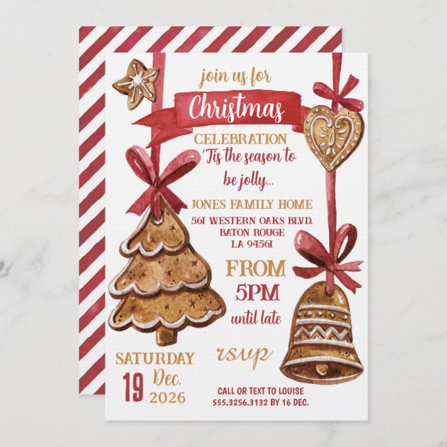 Convites Gingerbread Christmas Holiday Party (Frente/Verso)