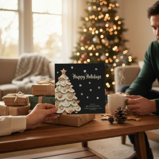 Convites Gingerbread Christmas Tree Snowflake Holiday Card