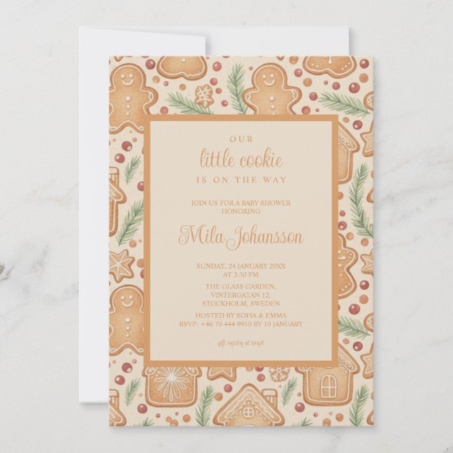Convites Gingerbread Cookie Christmas Winter Baby Shower (Frente)