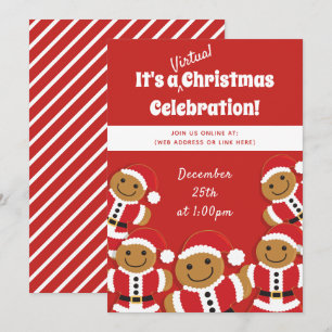 Convites Gingerbread Cookie Papais noeis Red Virtual Christ
