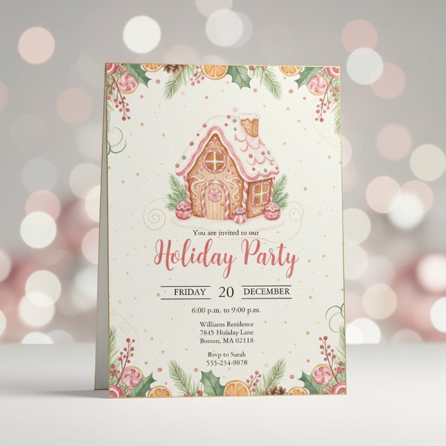 Convites Gingerbread House Christmas Party Invitation (Criador carregado)