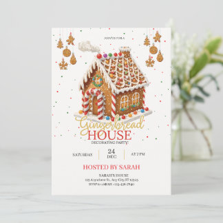 Convites Gingerbread House Decorating Party Invitation 