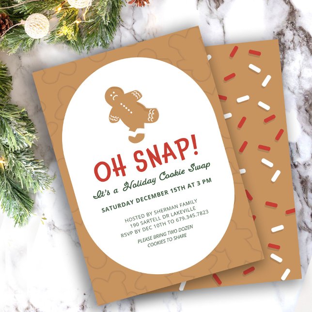 Convites Gingerbread "Oh Snap!" Holiday Cookie Swap (Criador carregado)