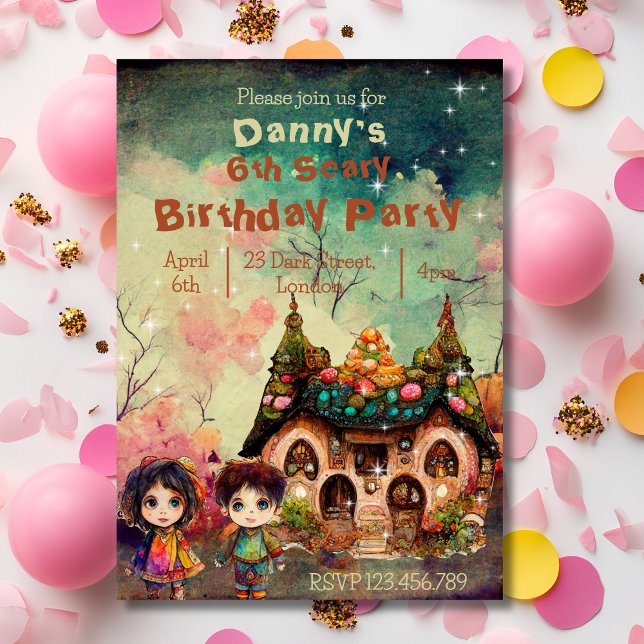 Convites Gingercake House aniversário assustador (Criador carregado)