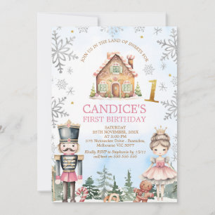 Convites Gingerpão Noz-Cracker Terra do primeiro aniversari