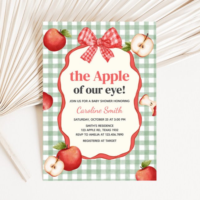 Convites Gingham Apple of our Eye Baby Shower (The Apple of our Eye Baby Shower Invitation)