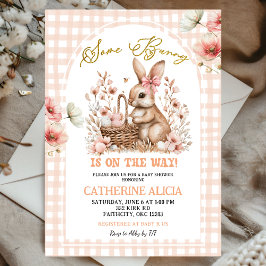 Convites Gingham Boho Floral Easter Bunny Baby Shower