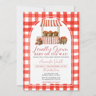Convites Gingham, Chá de fraldas De Mercado Da Apple Cultiv