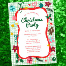 Gingham Christmas Quirky Whimsic CUSTOM Party