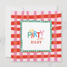 Gingham Colorido "Vamos Festejar" Nome Personaliza