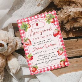 Convites Gingham Coquette Berry Baby Shower Invitation