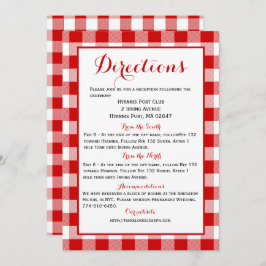 Convites Gingham Diretions Details Red White Check Weding