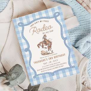 Convites Gingham Este Não é o Meu Primeiro Rodeio 