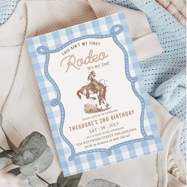 Convites Gingham Este Não é o Meu Primeiro Rodeio  (Criador carregado)