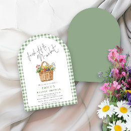 Convites Gingham Fresco do Arco de Chá de panela de Script 