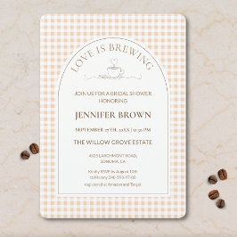 Convites Gingham Love Is Brewing Coffee Bridal Shower