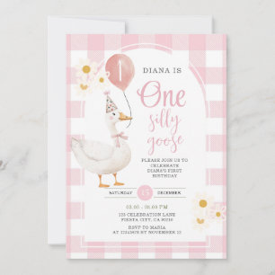 Convites Gingham Pink Daisy One Bobo Goose primeiro anivers