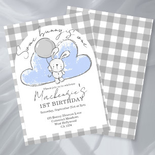 Convites Gingham Some Bunny É Um Aniversário Personalizado