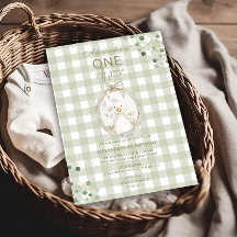 Gingham Verde primeiro aniversario bobo Goose