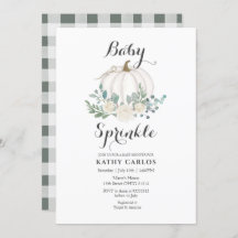 Gingham White Pumpkin Baby Sprinkle