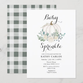 Convites Gingham White Pumpkin Baby Sprinkle