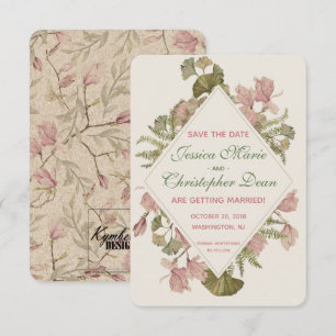 Convites Ginkgo Floral Aquarela Casamento Salve a Data