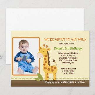 Convites Girafa Adorável *FOTO* Aniversário 5x7