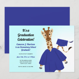 Convites Girafa Boné Azul Graduação De Filhos