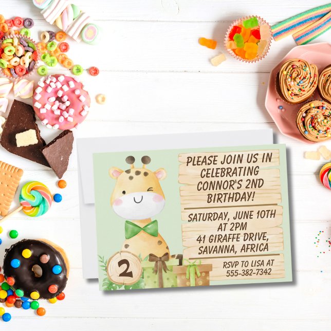 Convites Girafa bonita para o aniversário de Toddler (Criador carregado)